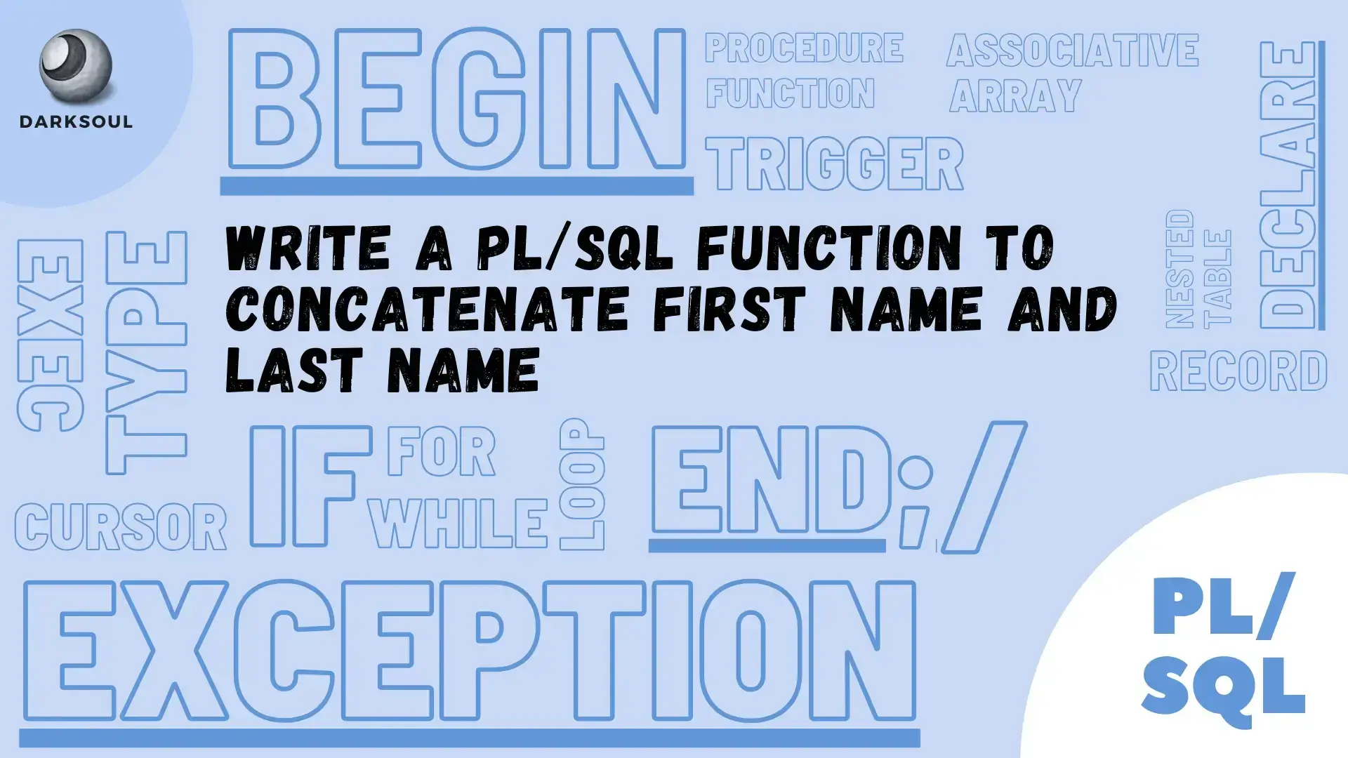 Write a PLSQL function to concatenate first name and last name - cover image